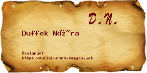 Duffek Nóra névjegykártya