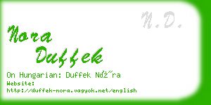 nora duffek business card